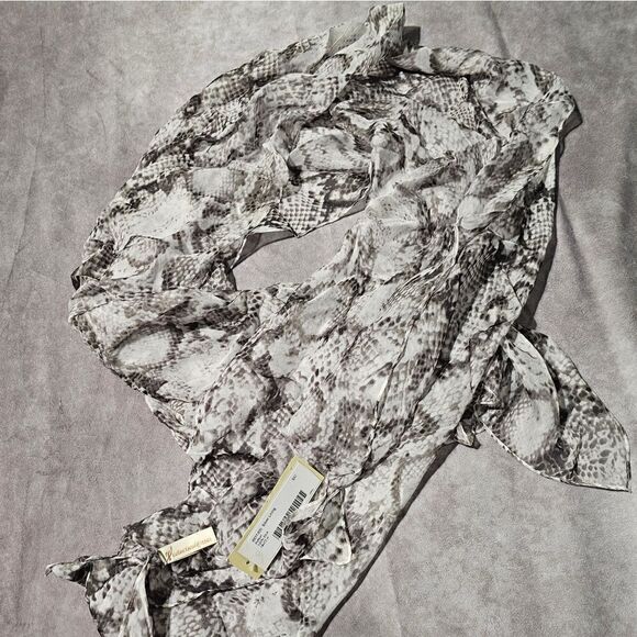COLLECTION EIGHTEEN Silvet Lining Python SILK Scarf 18" x 72" - Picture 1 of 3
